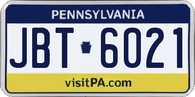 PA license plate JBT6021