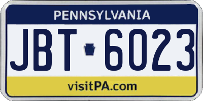 PA license plate JBT6023