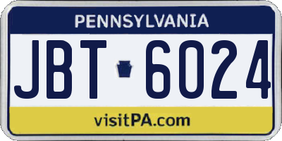 PA license plate JBT6024
