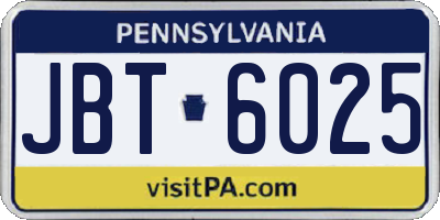 PA license plate JBT6025
