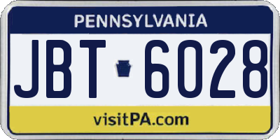 PA license plate JBT6028