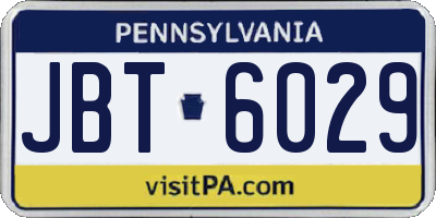 PA license plate JBT6029