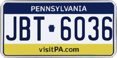PA license plate JBT6036
