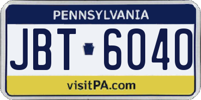 PA license plate JBT6040