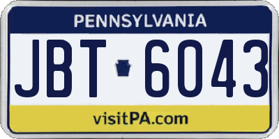 PA license plate JBT6043