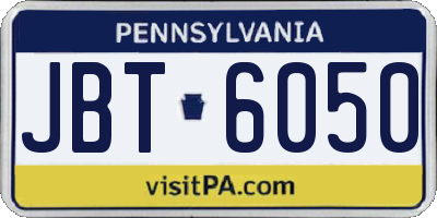 PA license plate JBT6050