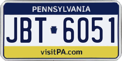 PA license plate JBT6051