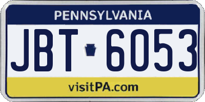 PA license plate JBT6053