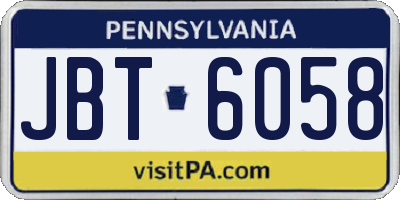 PA license plate JBT6058