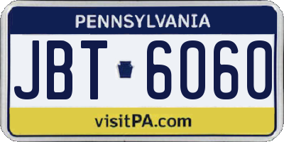 PA license plate JBT6060