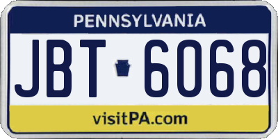 PA license plate JBT6068