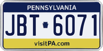 PA license plate JBT6071