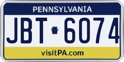 PA license plate JBT6074