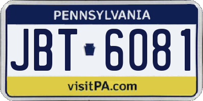 PA license plate JBT6081