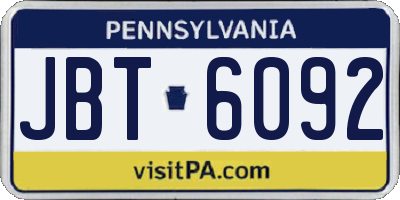 PA license plate JBT6092