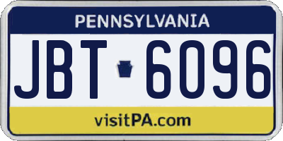 PA license plate JBT6096