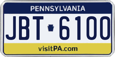 PA license plate JBT6100