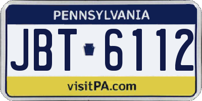 PA license plate JBT6112