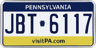 PA license plate JBT6117