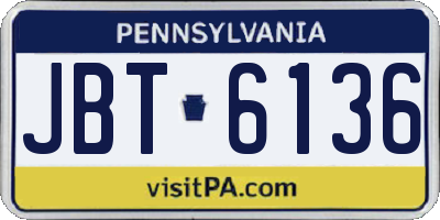 PA license plate JBT6136