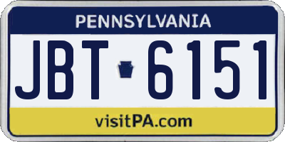 PA license plate JBT6151