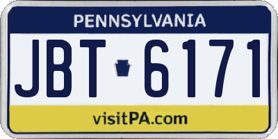 PA license plate JBT6171