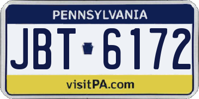 PA license plate JBT6172