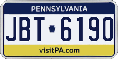 PA license plate JBT6190