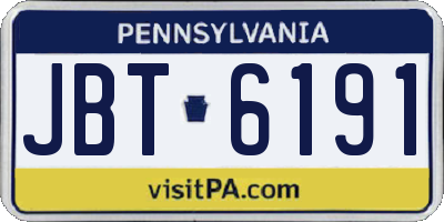 PA license plate JBT6191