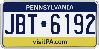 PA license plate JBT6192