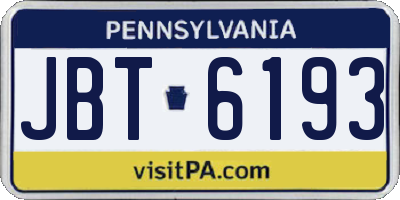 PA license plate JBT6193