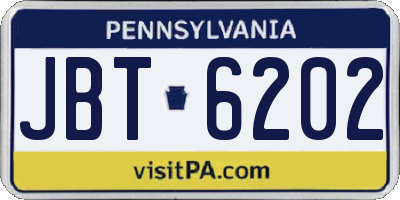PA license plate JBT6202