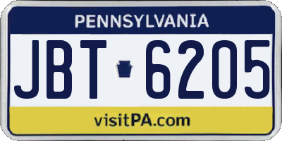 PA license plate JBT6205