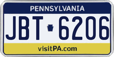 PA license plate JBT6206