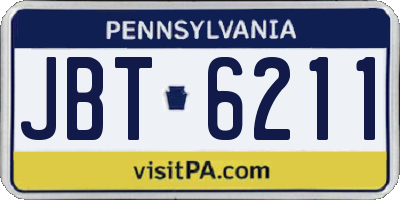 PA license plate JBT6211