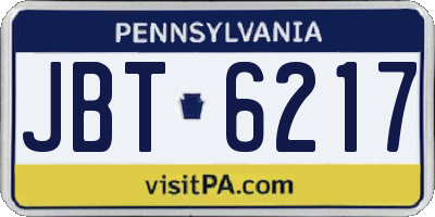 PA license plate JBT6217