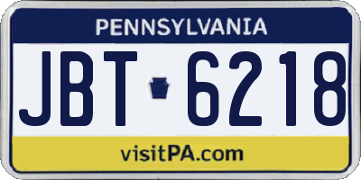 PA license plate JBT6218