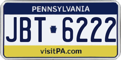 PA license plate JBT6222