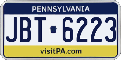 PA license plate JBT6223