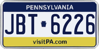 PA license plate JBT6226