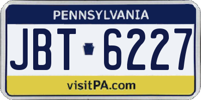 PA license plate JBT6227