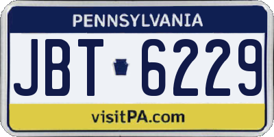 PA license plate JBT6229