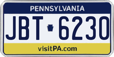 PA license plate JBT6230