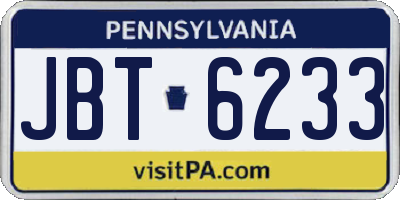 PA license plate JBT6233