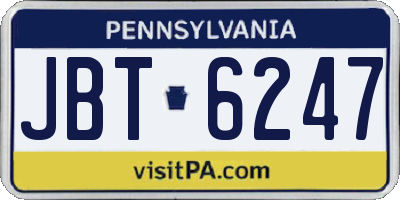 PA license plate JBT6247
