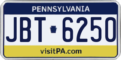 PA license plate JBT6250
