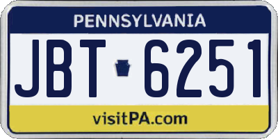 PA license plate JBT6251