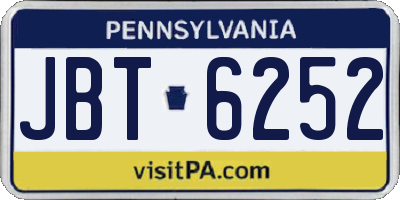 PA license plate JBT6252