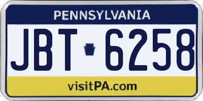 PA license plate JBT6258