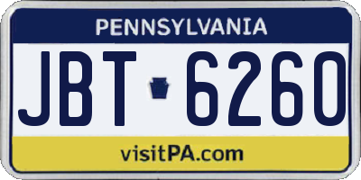 PA license plate JBT6260
